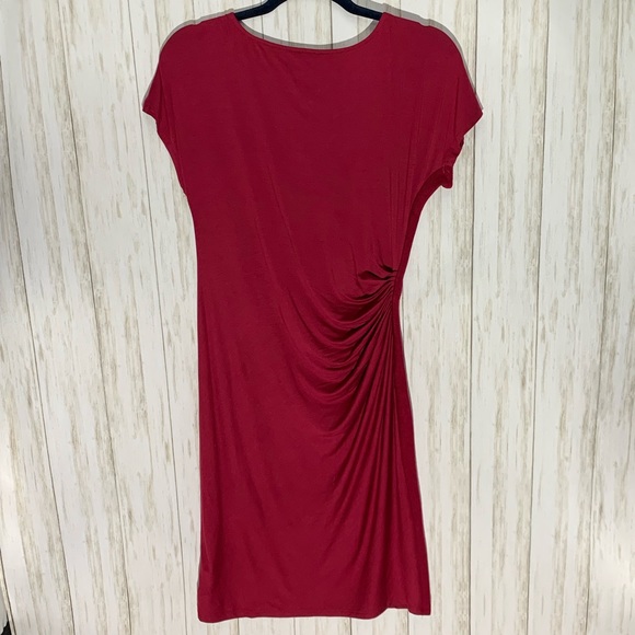 Red T-Shirt Dress with Cinched Waist - Picture 2 of 5